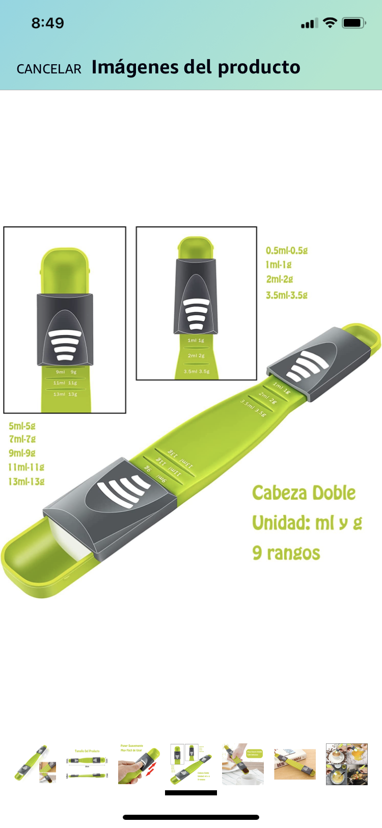 Cuchara medidora todo en 1 desde 0.5 gr a 13gr